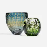 Vases, set of two by Edward Hald and Ingeborg Lundin, hand-blown glass, sold Apr 2023