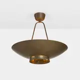 Ceiling lamp, model 9060 by Paavo Tynell, 1950-52, perforated and enameled brass, glass, sold Apr 2023