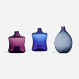 Collection of three vessels by Timo Sarpaneva, 1956/1959, hand-blown glass, sold Apr 2023