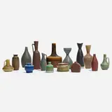 Collection of fifteen miniature vessels by Carl-Harry Stålhane, c. 1950, glazed stoneware, sold Apr 2023