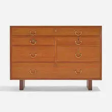 Cabinet by Josef Frank, c. 1950, mahogany, brass, sold Apr 2023