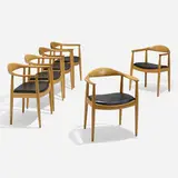 The Chairs, set of six by Hans J. Wegner, 1949, oak, leather, sold Apr 2023