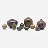 Collection of ten vases by Arthur Andersson, c. 1950, glazed stoneware, sold Apr 2023