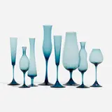 Collection of eight vases by Nils Landberg, c. 1955, hand-blown glass, sold Apr 2023