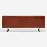 Cabinet by Arne Vodder, c. 1960, teak, chrome-plated steel, sold Apr 2023