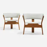 Lounge chairs, pair by Steen Østergaard, 1962, oak, upholstery, sold Apr 2023