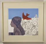 The Red Robin by June Mary Ann Hildebrand, 1967, silkscreen and linocut 15'' x 16 1/2''. Artist Proof, offered May 2020