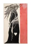 Processional Figure with Headdress - 1974 by Ben Smith, woodblock on canvas, sold Feb 2025