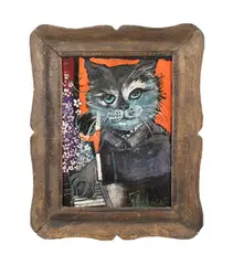 Untitled - Cat by Henry Faulkner, oil on panel, sold Feb 2025