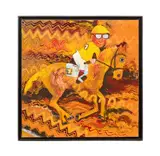 Jockey" - second half 20th century by Wadsworth Jarrell, acrylic and mixed media on canvas, sold Feb 2025