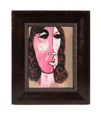 Pink-Headed Lady by Oswaldo Guayasamín, gouache and oil on paper laid to canvas, sold Feb 2025