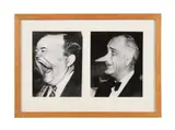 So Long LBJ" Lyndon B. Johnson distorted portrait - circa 1963 by Weegee aka Arthur Fellig, silver gelatin print on glossy paper, sold Feb 2025