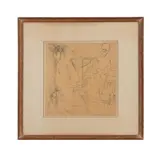 Barber Plays The Violin" - circa 1950 by Henry Koerner, ink on paper, sold Feb 2025
