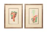 born 1957). Untitled - Figural Abstract in Red and Green - 1995 by Charles Keiger, watercolor on paper, sold Feb 2025