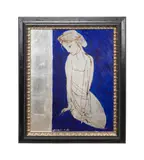 Untitled - Seated Nude Female by Gregory Fink, oil with silver leaf on masonite, sold Feb 2025