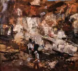 Painting "Excavation by Walter Stuempfig, oil on canvas, sold Sep 2021