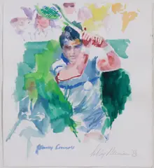 Untitled by LeRoy Neiman, watercolor "Jimmy Connors", sold Sep 2021