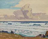 Surf, Barbados, B.W.I. by J. E. H. MacDonald, oil on board, sold Dec 2020