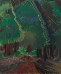 Forest Glade (Dark Glade) by Emily Carr, oil on paper on board, sold Dec 2020