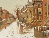 Dimanche matin, rue de Bullion, Montreal by John Caruthers Little, oil on canvas, sold Dec 2020