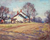Manly MacDonald, Heath Street near Bayview (Bennington Heights, Toronto) by Manly MacDonald, oil on board, mounted on board, sold Jun 2021