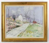 Hilltop Farm by W. Holm, oil on canvas, sold Aug 2023