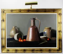 still life with vessels and fruit by Robert Douglas Hunter, oil on canvas, sold Aug 2023