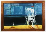 abstract by David Blossom, circa 1970, oil on canvas, sold Aug 2023
