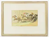 A Steeple Chase by Pierre Olivier Dubaut, watercolor. Provenance: Ipswich, sold Aug 2023