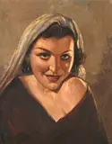 Portrait of a Woman in a White Headscarf by Dafri F. Poiret, oil on canvas, sold Mar 2022