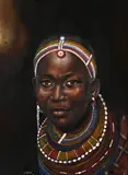 Portrait of a Young Lady by Berthold Moyo, 2012, oil on canvas, sold Mar 2022