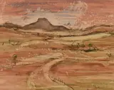 Karoo Landscape by Pieter van der Westhuizen, acrylic on paper, sold Mar 2022
