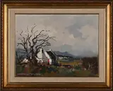 Landscape with Cottage by Wessel Marais, oil on board, sold Mar 2022