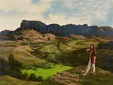 Girl in a Landscape by Wladyslaw Laditzky, oil on canvas, sold Mar 2022