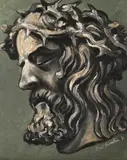 Study of the Head of a Sculpture by Paul Binder, 1951, oil on board, sold Mar 2022