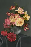 Still Life with Roses by Marée Gauché, 1990, oil on cardboard, sold Mar 2022