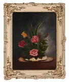 Still Life with Flowers by Leah Groom, oil on board, sold Mar 2022