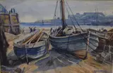 Fishing boats by Frank Brown, watercolour, offered Aug 2025