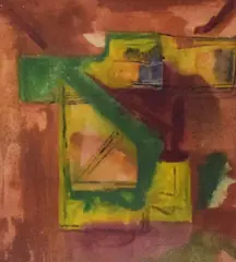 Abstract composition by Manfred Robertz, acrylic on paper, offered Aug 2025