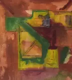 Abstract composition by Manfred Robertz, acrylic on paper, offered Aug 2025