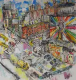 A large eye-catching acrylic ink on by Lucinda Burman, acrylic, offered Jul 2025