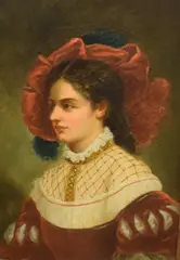 Girl with velvet hat by Adèle Riché, oil on canvas, offered Jul 2025