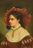 Girl with velvet hat by Adèle Riché, oil on canvas, offered Jul 2025