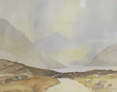 Untitled but thought to be Road to Leenane by Desmond Turner, watercolour, offered Jul 2025