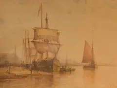 Little Hampton' harbour scene with boats by Frederick James Aldridge, watercolour, offered Jul 2025