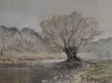 Autumnal river scene by R.N Edmondson, mixed media, offered Jun 2025