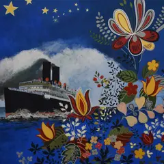 Night Boat by Simon M Smith, oil, offered Jun 2025