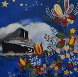 Night Boat by Simon M Smith, oil, offered Jun 2025