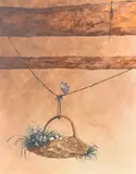 Building the Nest by Ron Bone, 1994, acrylic on board, offered Jun 2025