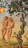 Adam & Eve by La Mayet, oil on board, offered Jun 2025